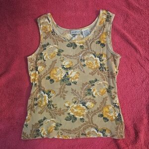 White Stag Yellow Floral Ribbed Tank Top